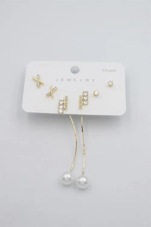 Çoklu Set Küpe - Altın
