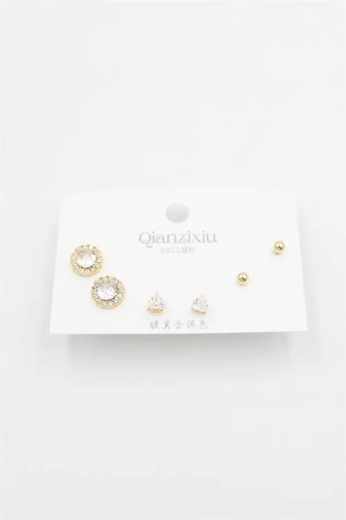 Çoklu Set Küpe - Altın