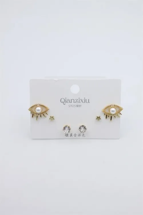 Çoklu Set Küpe - Altın