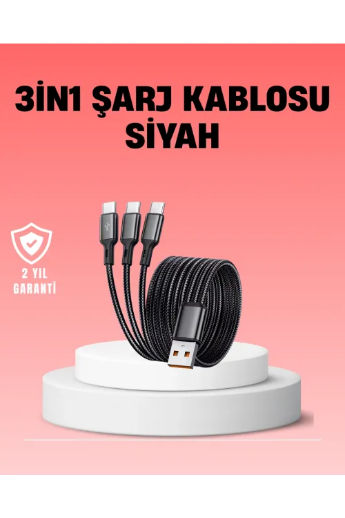 Çoklu Usb Şarj Kablosu – 1,2m Hızlı Şarj, 3a Güçlü Akım
