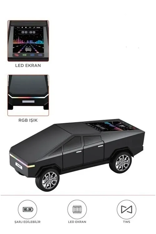 D68 Cyber Model Araba Tasarımlı Bluetooth Hoparlör 15w Güçlü Ses Rgb Led /tws/usb Siyah