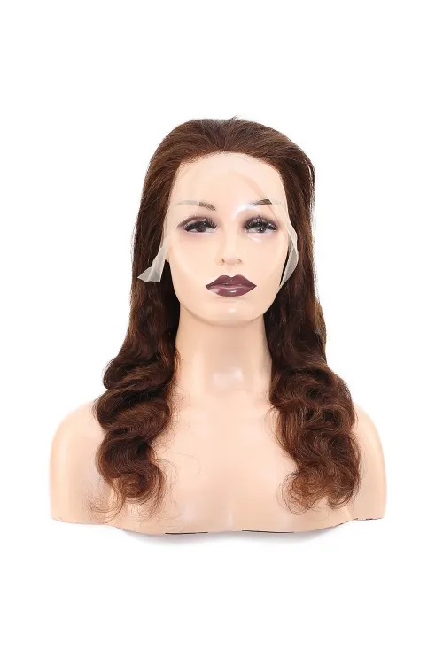 Dalgalı Front Lace Gerçek Tül Peruk - Açık Kahve - 60-65cm