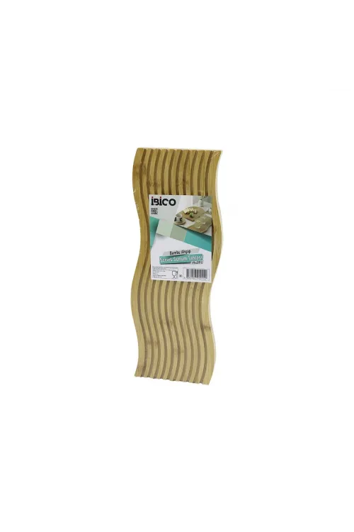 Dalgalı Şekilli - Kanallı  Çift Taraf=düz - Kanallı Ahşap Bambu Servis Sunum Tahtası  17 X 39 X 1.5cm
