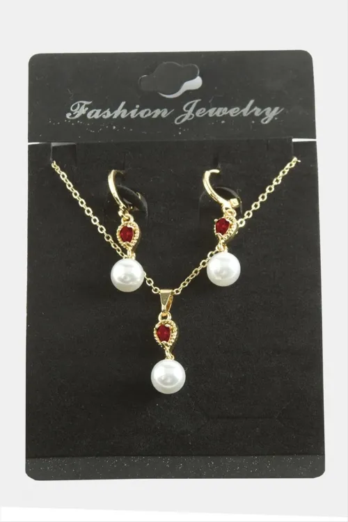 Damla İnci Zirkon Taşlı Set Kolye