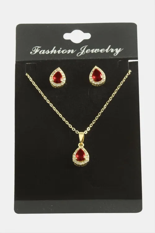 Damla Zirkon Taşlı Set Kolye