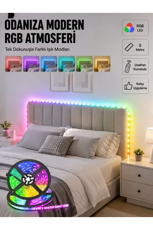 Dekoratif Kumandalı Şerit Led 5 Metre