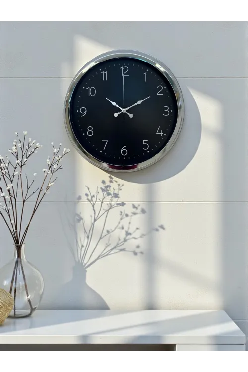 Dekoratif Ve Şık 40 Cm Krom Metal Duvar Saati