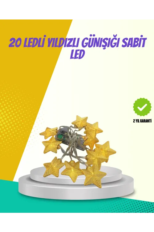 Dekoratif Yıldız Led Aydınlatma 20 Ledli 5 Metre Günışığı