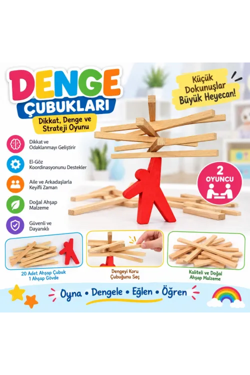 Denge Çubukları Akıl Zeka Denge Aile Oyunu
