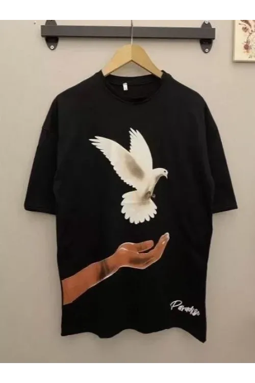 Dijital Baskılı T-Shirt - Siyah