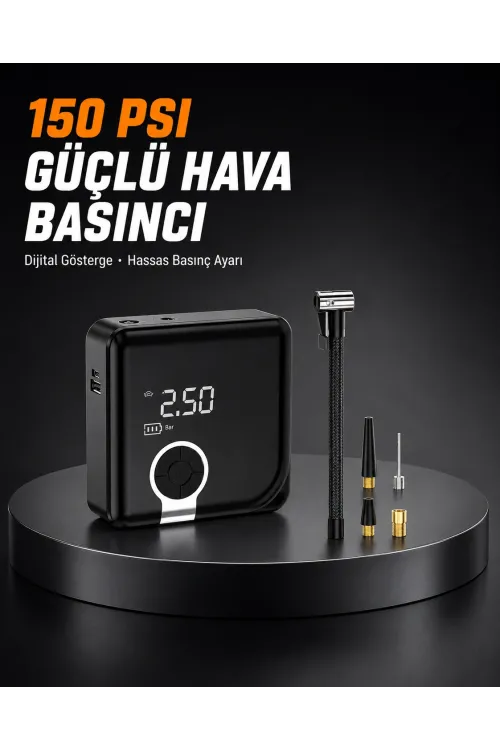 Dijital Ekranlı Diyafram Tip Kompresör 150 Psı Güçlü Motorlu