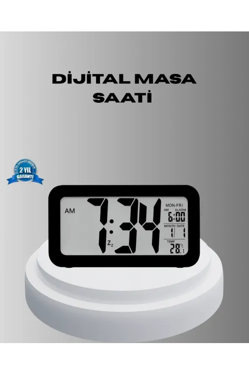 Dijital Masa Saati Sensörlü Aydınlatmalı Alarm Ve Sıcaklık Ölçerli