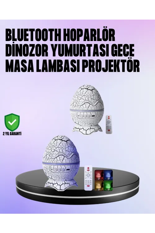 Dinozor Yumurtası Galaksi Projektör Gece Lambası 4ü 1 Arada – Bluetooth Hoparlörlü