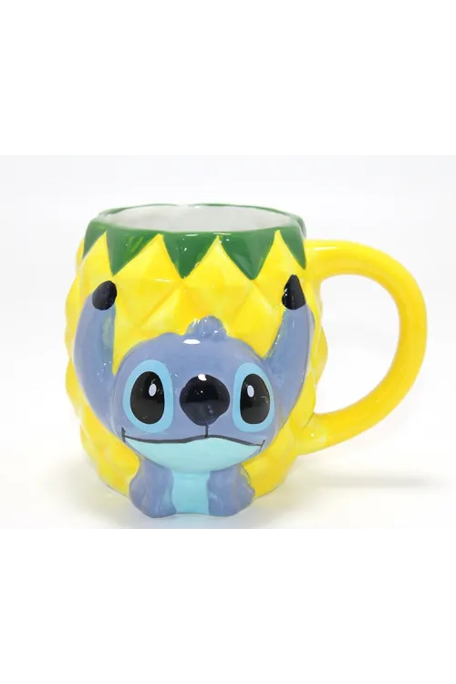 Disney Stitch Ananas Tasarımlı Kabartmalı Kupa Bardak