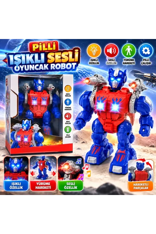 DMN6018 Kutuda Pilli Sesli Işıklı Oyuncak Robot