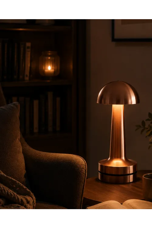 Dokunmatik Mantar Gece Lambası Bronz Led Masa Aydınlatması