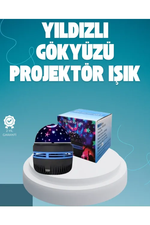 Döner Galaxy Projektör Gece Lambası – Ay Ve Yıldız Işıklı Atmosfer Lamba, Usb Bağlantılı