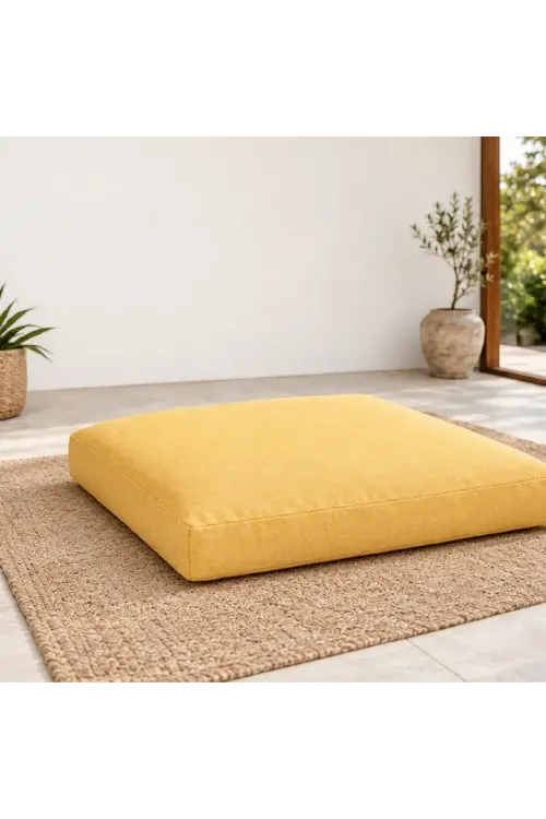 Düz Kare Yer Minderi · 60 × 60 × 8 cm · Hardal