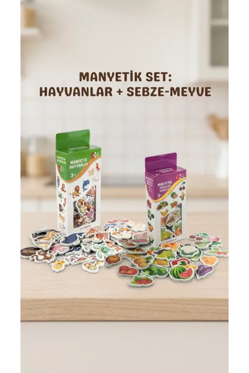 Eğitici 56 Parça Manyetik Mıknatıslı Hayvan Ve Sebze Meyve Seti