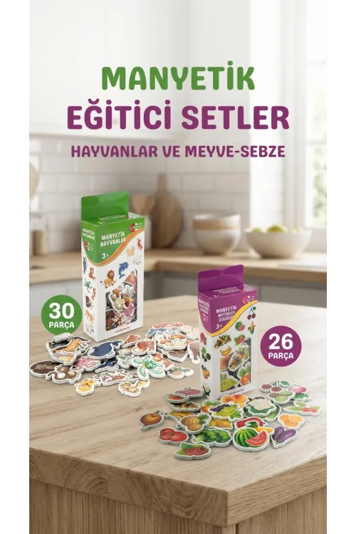 Eğitici Manyetik Hayvan Ve Sebze Meyve Seti 56 Parça Magnet