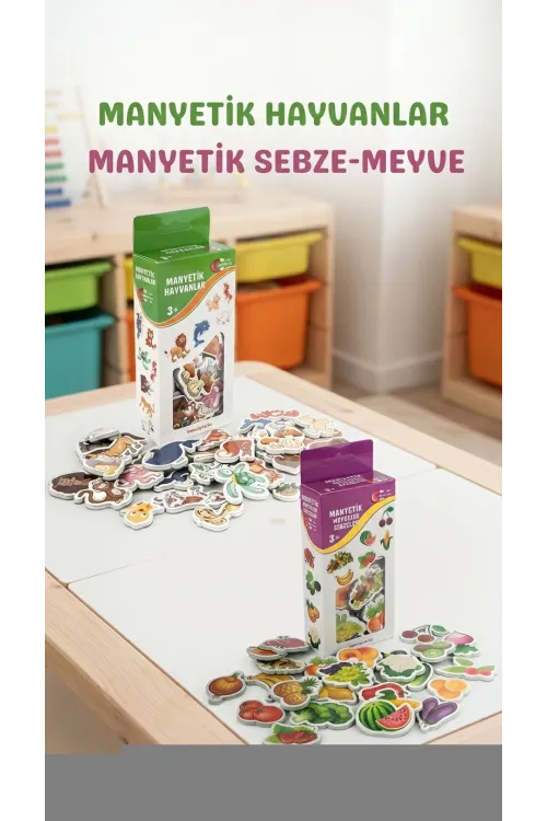 Eğitici Manyetik Oyuncak Seti, 30 Hayvan 26 Sebze Ve Meyve Magnet