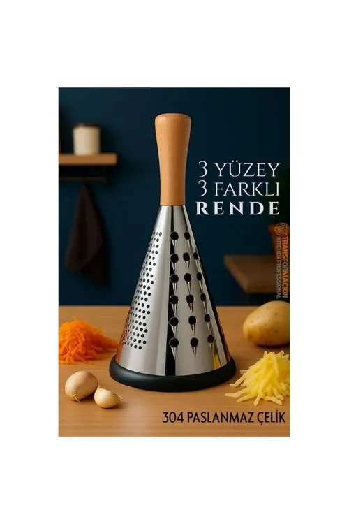 El Rendesi - Konik Tip Ergonomik 3 Taraflı Profesyonel 304 Paslanmaz Çelik 722920