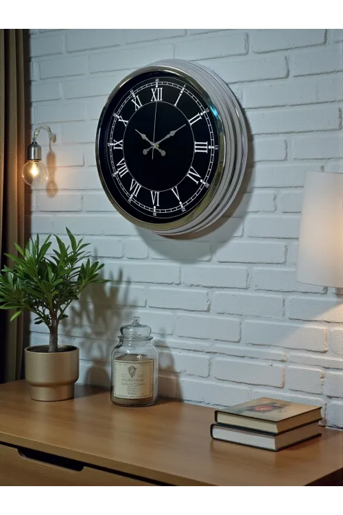 Elegance 40 Cm Metal Krom Duvar Saati