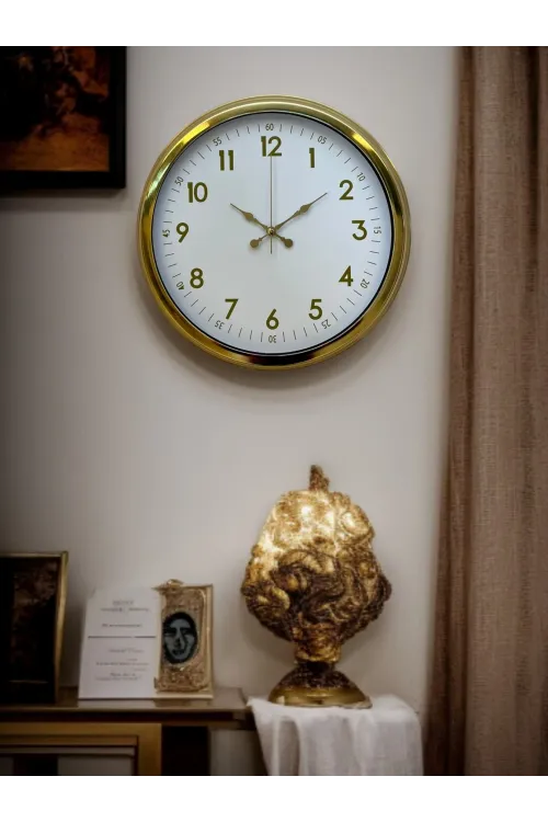 Elegant Gold Frame 40 Cm Metal Duvar Saati
