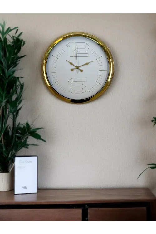 Elegant White Gold 40 Cm Metal Duvar Saati