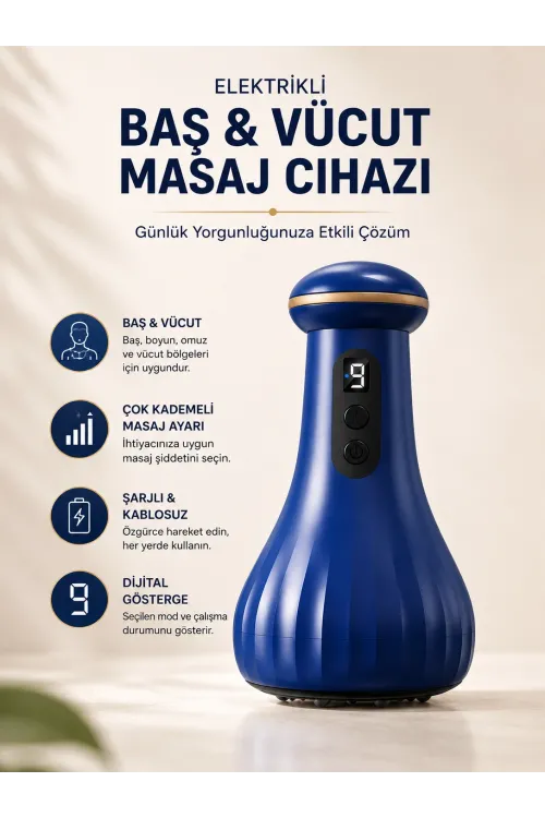 Elektrikli Masaj Cihazı Baş, Vücut Kullanımına Uygun