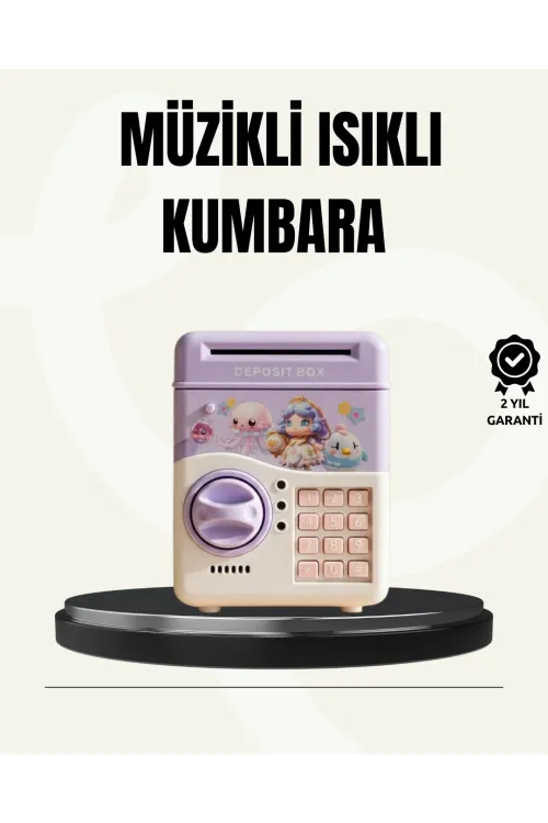 Elektronik Şifreli Atm Görünümlü Çocuk Kumbarası Mor