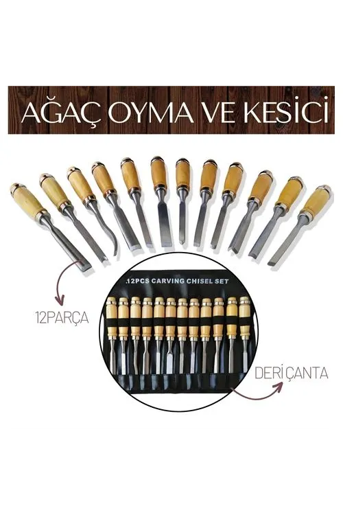 Elena 12 Parça Çantalı Ağaç Oyma ve Kesici Set