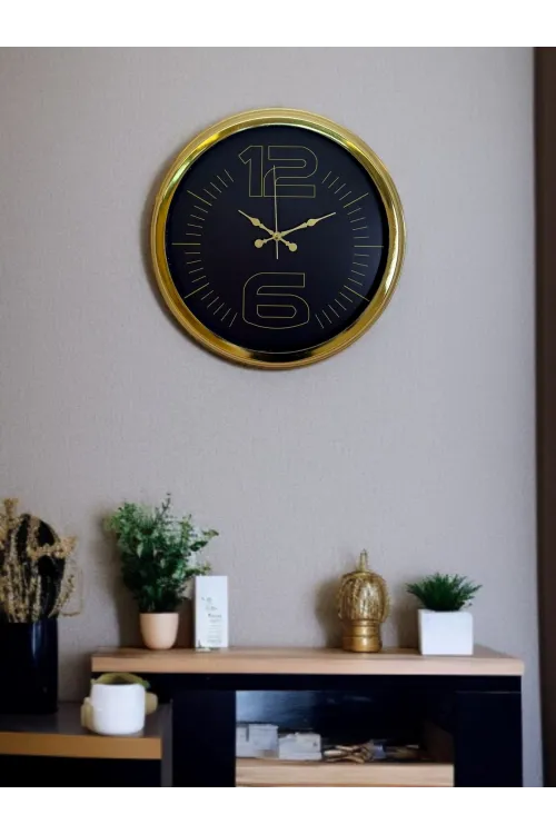 Elite Luxury Gold 40 Cm Metal Duvar Saati