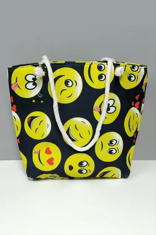 Emoji Desenli Plaj Çantası