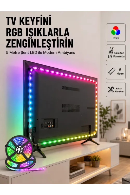 Enerji Tasarruflu Rgb Şerit Led 5 Metre