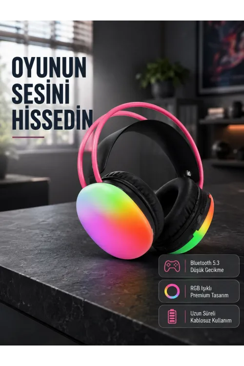 Ergonomik Rgb Bluetooth Kulaklık 3d Ses Yeni Nesil