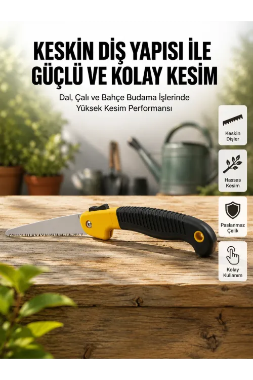Ergonomik Saplı Katlanabilir Budama Testeresi