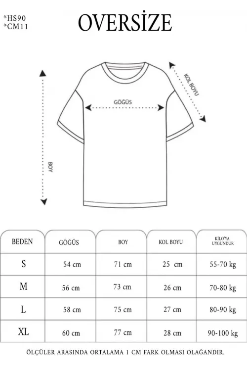 Erkek  Kısa kol  Bisiklet Yaka Baskılı Oversize T-Shirt - Siyah