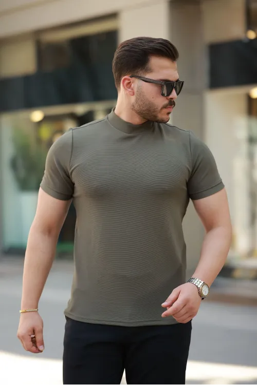 Erkek Yarım Balıkçı Yaka Kısa Kollu T-shirt