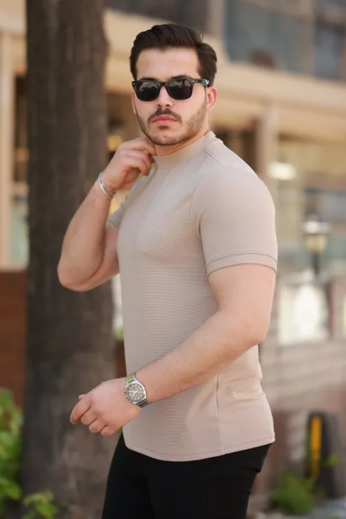 Erkek Yarım Balıkçı Yaka Kısa Kollu T-shirt
