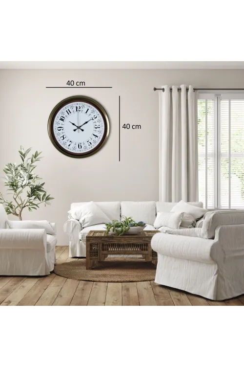 Eskitme Motifli 40 Cm Metal Duvar Saati
