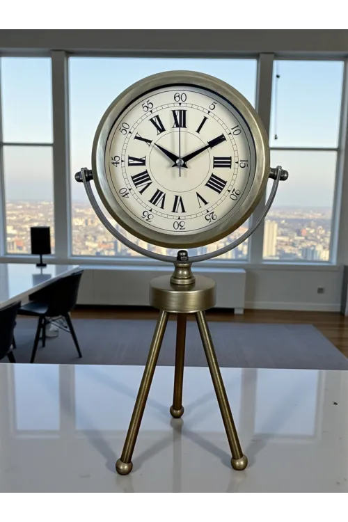 Eskitme Prestij Üç Ayaklı Masa Saati