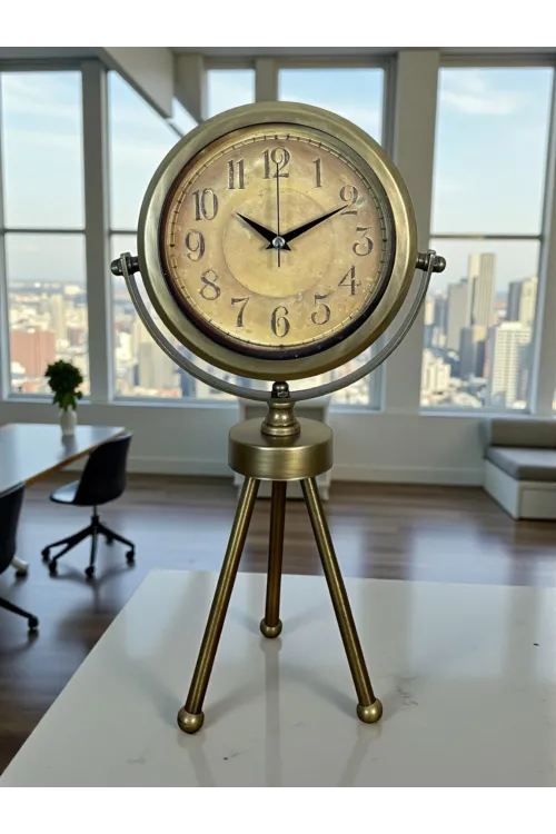 Eskitme Vintage Üç Ayaklı Masa Saati