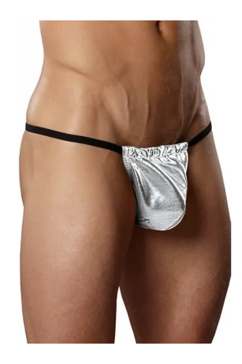 Fantazi Gümüş Renk Lame Erkek String-Tanga TG274579