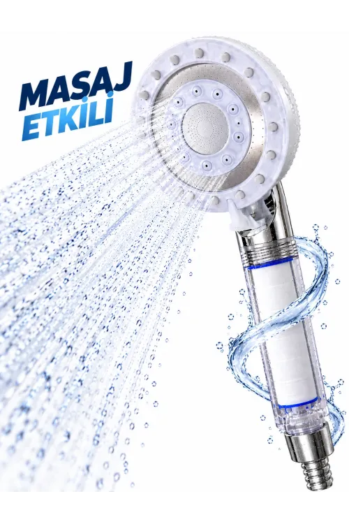 Filtreli Duş Başlığı Masaj Etkili Beyaz
