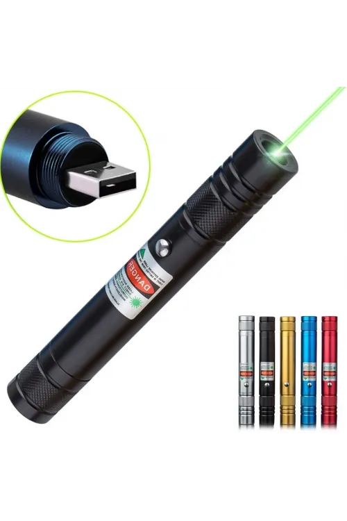 Fithome 100mw Desen Başlıklı Usb Şarjlı Yeşil Lazer Pointer