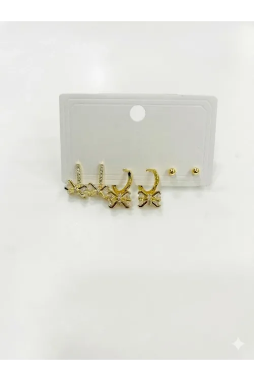 Fiyonk Detaylı Sallantılı Altılı Küpe - Kp00596