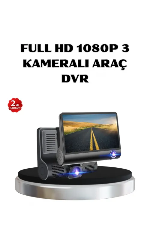 Full Hd Araç Kamerası 3’lü 4.0” Ekranlı Ve Hdr Gece Görüşlü