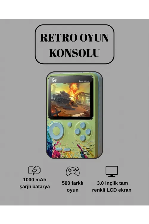 G5 Game Box Retro Mini Oyun Konsolu – 500 Dahili Oyun