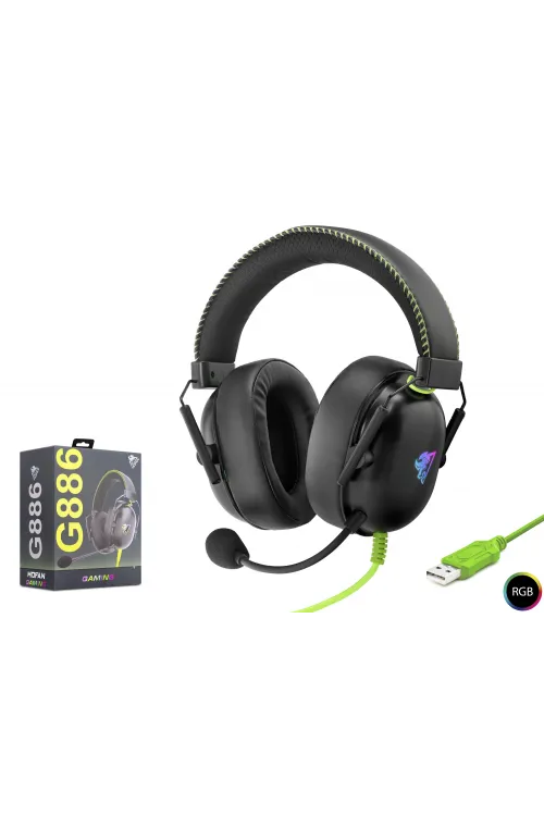 Gaming Kulaklik Usb Rgb 7.1 - Si̇yah/Yeşi̇l G886
